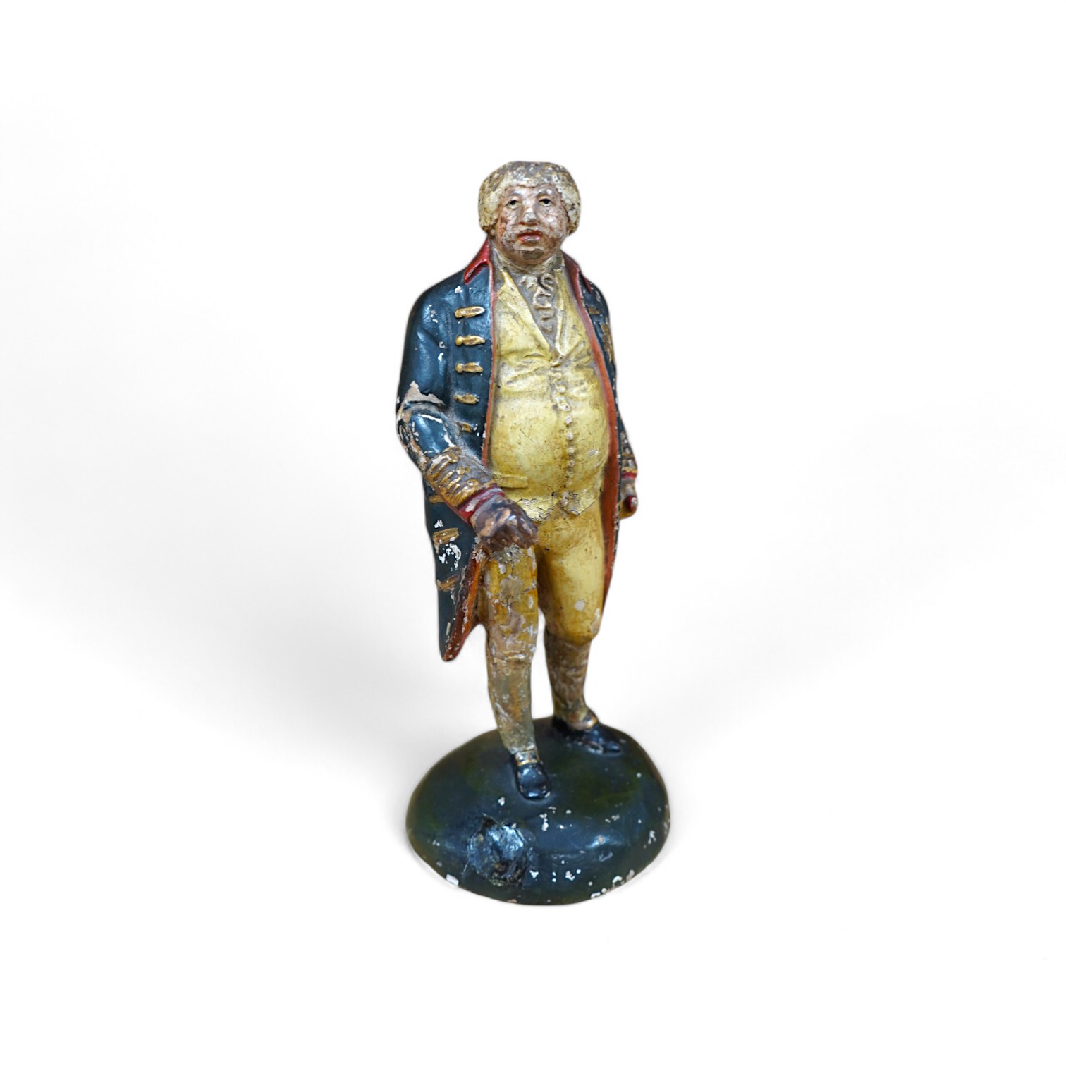 A painted plaster figure of George III by Lucius Gallagan, 17cm. Condition - poor to fair